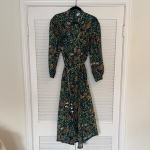 Zimmermann Paisley Long Sleeve Dress in Green and Yellow